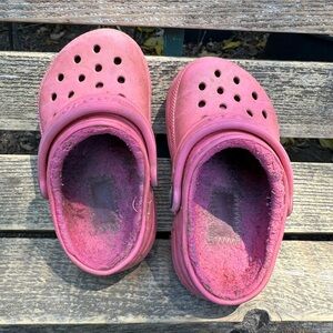 Toddlers CROCS Pink Sandals and Fleece Lining